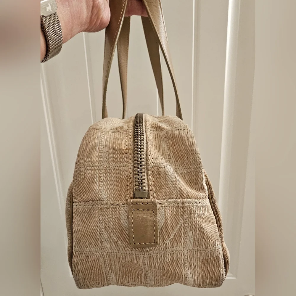 CHANEL Beige Logo Jacquard Boston Shoulder Bag - Picture 5 of 15